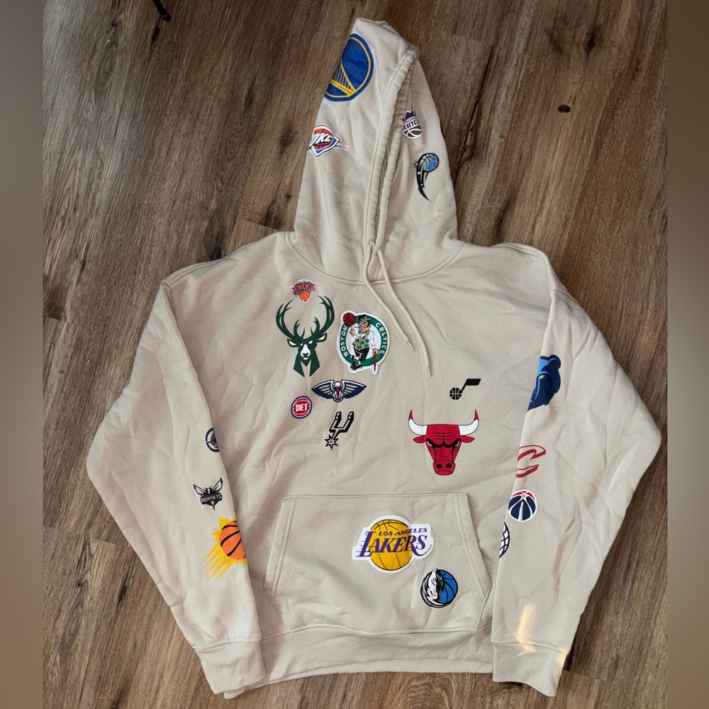 NBA Team Logo Beige Hoodie